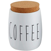 Pote para Café 850ml Lata Coffee Porta Condimentos em Metal e Cortiça OAK Yoi Branco